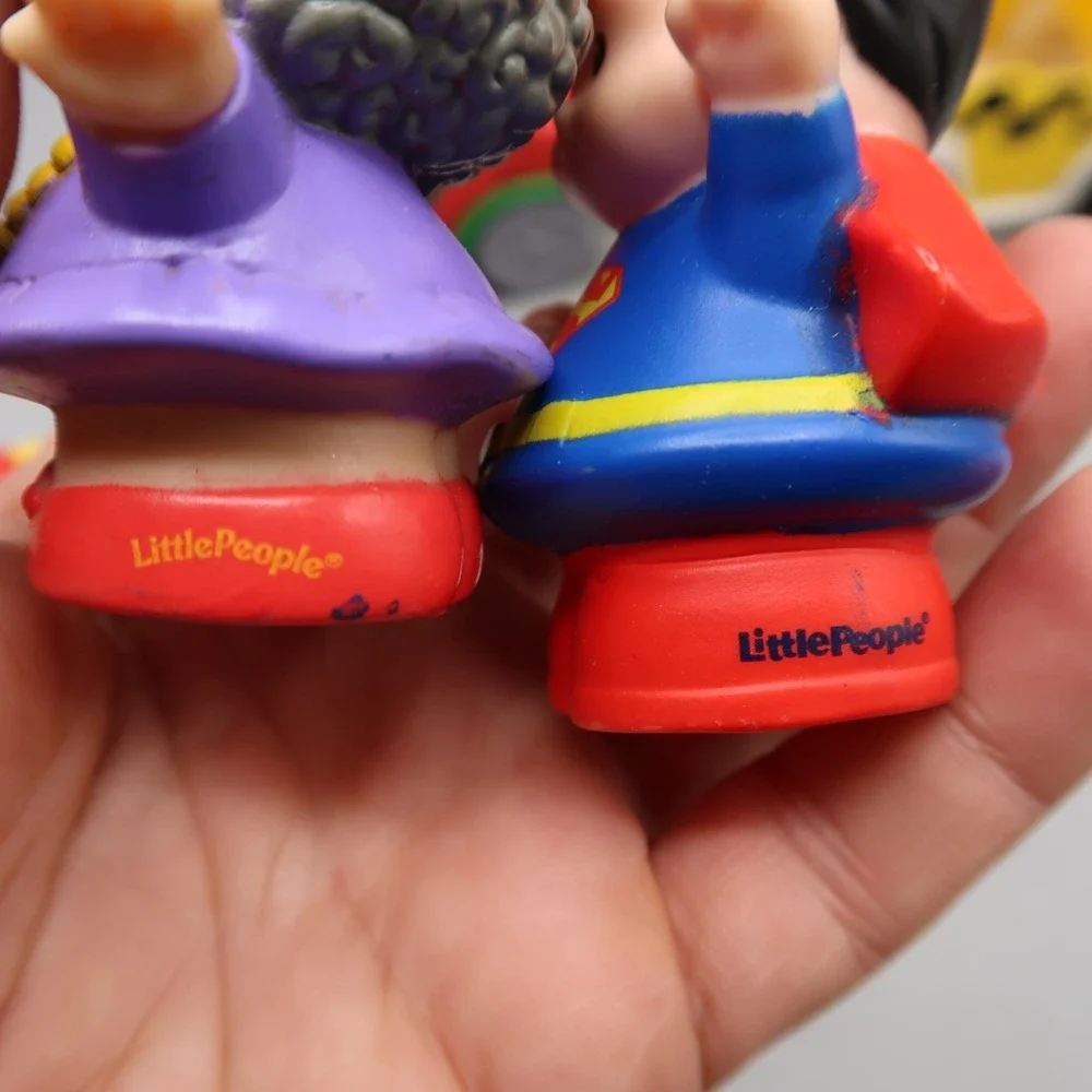 Set Of 4 Fisher Price Little People & Vehicles Fire Truck Pizza Delivery Truck